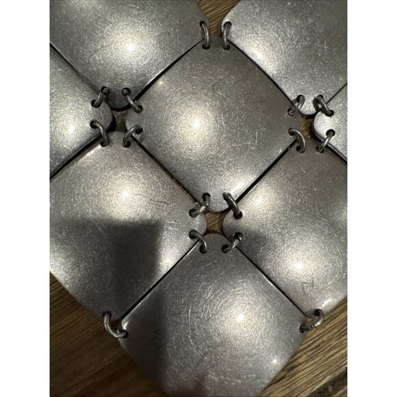 Irene Silver Tone Square Cluster 12" Long  Statement Necklace NEW - Picture 4 of 10